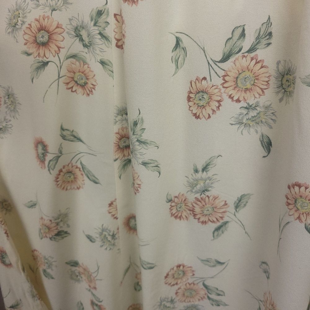 Vintage 80s Cream Floral V Neck Fitted Maxi Dress Size Med - Picture 7 of 10